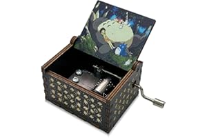 Meloditrunk Nero Carillon in Legno a Tema Anime per Il Mio Vicino Totoro, Antico Intagliato della Manovella Carillon in Legno Giocattolo, Idea Regalo per Famiglia, Amici, Capodanno e Compleanno