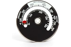 MARKETERO Magnetic Stove Log Burner Thermometer Fireplace Temperature Monitor Gauge for Flue Pipe Wood Burner BBQ