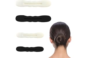 SANGCCA Chignon per Ciambella, 4 Pezzi Chignon Facile per Capelli, Strumento per Acconciature Facili e Veloci, per Bambine e Donne, 2 Grandi e 2 Piccoli, Nero e Bianco