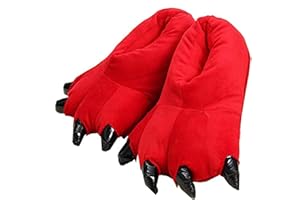 unlockgift Zapatillas de estar por casa para otoño e invierno, peluche, disfraz de pata, garra, zapatos para hombres, mujeres, niños, cosplay, tigre, dinosaurio, oso, panda, disfraz