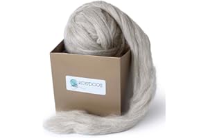Kondoos natürliche Farbe Wollvlies, wool roving, 225 gr. Beste Qualitätsnaturwolle zum Nadelfilzen, Nassfilzen, Filzwolle Trockenfilzen, Spinnen und für Kunsthandwerkliches geeignet. (sand, 8oz)