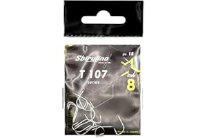 Amo Sbirulino T107 Curva Dritta per la Pesca alla Trota – Microardiglione, Punta Alta e Paletta, Nichelato – Blister da 15 Ami - Made in Japan