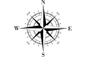 SacJkt Wanddeko Nautischer Kompass, Wanddeko Wohnzimmer, Wanddeko Metall Schwarz Runden Wanddekoration (28x28cm)