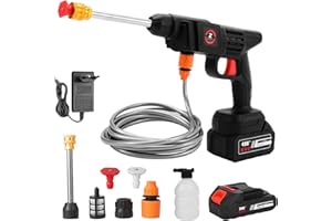 UIOEEJY Nettoyeur Haute Pression à Batterie, 21V 35Bars Nettoyeur Haute Pression sans Fil avec avec Batterie et Chargeur Rapide, Nettoyeur Haute Pression pour Voiture Jardin (10000mah)