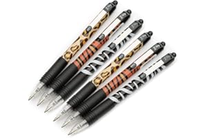Zebra-Z-Grip Funky Lot de 6 stylos à bille rétractables Motif animal Noir