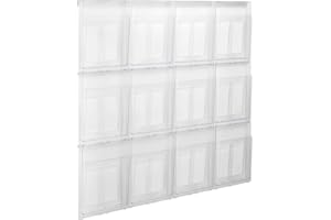 Helit H6811102 Eye-catching Brochure Display Rack, 12 Pockets, A4, Portrait, Clear