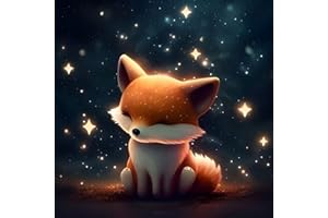 EOBROMD Renard Diamond Painting, Broderie Diamant Painting Kit Complet Ciel Étoilé, Animaux Peinture Diamant Artisanat Strass Point de Croix Painting pour Adultes Enfants, Décoration Intérieur 35x35cm