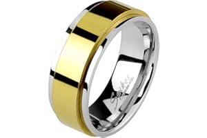 Mianova Band Ring Edelstahl mit Metallic Inlay für Damen oder Herren