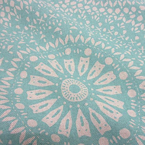 Stoff Meterware Baumwolle natur Mandala Türkis Ethno Mint