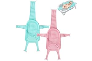 Nizirioo 2 Piezas Hamaca Bañera Bebe, Red De Baño Para Bebé, Baby Bath Net, Bañera Para Bebé Malla Ajustable Accesorios De Baño Soporte De Asiento De Baño Para Bebé De Para 0-24 Meses - Azul, Rosa