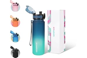 UZSPACE Sports Water Bottle with Strainer - BPA Free Drinking Bottles for Adults - Gym Water Bottle with Capacity Scale - Daily Water Intake Bottle for School or Fitness & Outdoors