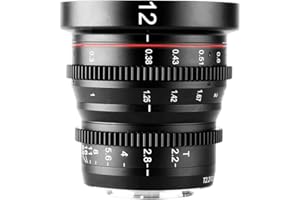 Meike 12mm T2.2 Manual Focus Wide Angle Fixed Prime Cinema Lens for M43 Micro Four Thirds MFT Mount Cameras and Cinema Camera BMPCC