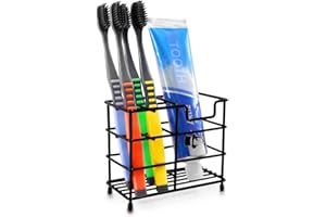 CAKKONE Toothbrush Holders for Bathroom Stainless Metal, Non-Slip Black Toothbrush Holder, Mould-Proof Tooth Brush Holder, Bathroom Toothbrush Holder
