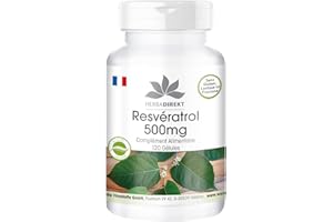 Resvératrol 500mg - extrait de la racine renouée du Japon - polygonum cuspidatum - hautement dosé - végan - 120 gélules | Herba Direkt