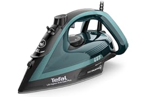 Tefal Ultraglide Steam Iron, 260 g/min Steam Boost, 50 g/min Continuous Steam, 270 ml Water Tank, 2800W Power, Non-Stick Durilium Soleplate, Auto Off, Anti-drip, Anti-Scale, Black&Turquoise, FV6848