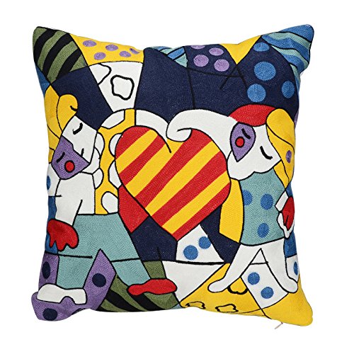 Top Finel Komfortable Stickerei Kissen Kissenbezug Sofa Abdeckung Haus Dekor Dekokissen Decorative Pillow Kissenhülle Quadratisch Auto Dekoration 45*45cm,4er Set (KD005G) - 3