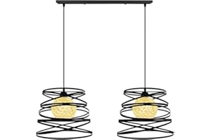 iDEGU lámparas de techo modernas, lámpara colgante 2 luces creativa de diseño en espiral en metal E27 Iluminación colgante vintage para dormitorio salón cocina, 30 cm, negro
