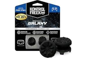YARDHOBI FPS Freek Galaxy Black for PlayStation 4 (PS4) and PlayStation 5 (PS5), Performance Thumbsticks, Controller Joystick Cap Covers, Thumbstick Extender for PS5 (1 High-Rise, 1 Mid-Rise, Black)