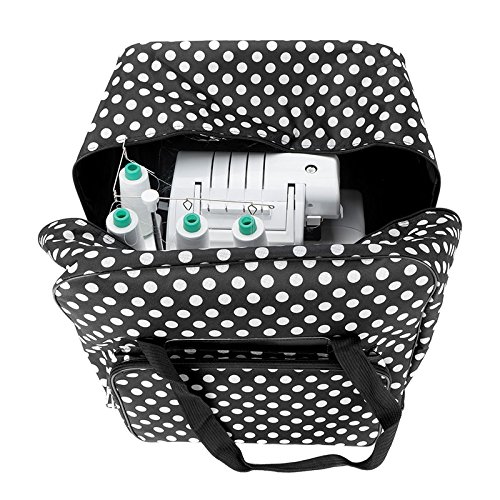 Over-Coverlock Tasche schwarz/weiß gepunktet - 3