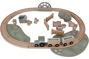 Little Dutch Traktor-Eisenbahn Zug Schienen Set Holz Bauernhof - Little Farm