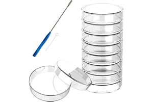FOUR E'S SCIENTIFIC Petri Dishes with Lids 60mm x 15mm, Pack of 10 Petri Dish Glass wtih Reusable Inoculating Loop, Glass Petri Dish Petri Plates for Agar Plates/Laboratory/School Science Project