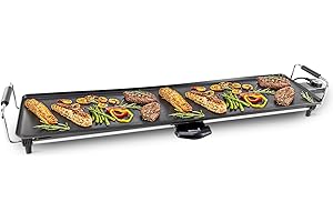 MaxxHome Plaque Teppanyaki - Plaque Électrique - Poêle XXL - Plaque de Table - Revêtement Antiadhésif, 1800 W