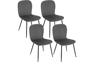 Klihome Esszimmerstühle 4 Set, Stühle Esszimmer, Küchenstühle Essstühle, bequemer Polsterstuhl, Küchenhocker Schalenstuhl, mit Samt Metallbeinen, Dunkelgrau, K0003EZS-4
