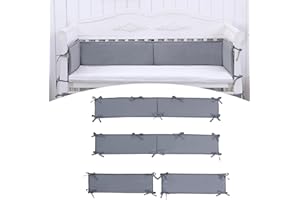 RUDFUZ Breathable Crib Bumper Breathable Mesh Cot Liner Split Crib Protective Bumper Anti-Collision Cotton Crib liner Soft Comfortable Edge Protection Baby Cot Bumper for Baby Boys Girls