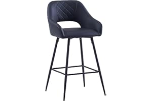 JaHECOME Bar Stools Set of 1 Black Leatherette Exterior Bar Chairs Breakfast Dining Kitchen High Stools with Armrest, Backrest for Breakfast Bar, Counter Kitchen and Home