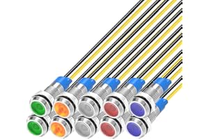 Gebildet 10Pcs 6mm 230VAC LED Indicateur En Métal Lampe De Signal Étanche (Vert Orange Rouge Bleu Blanc 10Pcs)
