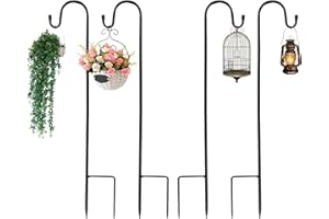 ACTIUSIS Garten Schäferhaken, 120cm Schäferstab Laternenstab, Hirtenhaken Metall Gartenstab mit Haken Laternenstab Hirtenbogen-Haken, für Hochzeiten, Laternen, Solarleuchten, Pflanzkörbe,Vogelkäfige,4 Stück