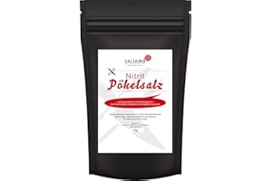 ‎SALIAMO 1KG Pökelsalz, Nitritpökelsalz, Nitrit Salz zur Herstellung von Rohwurst und Fleischwaren mit Umrötung, Pastrami, Salami, Surfleisch, trocken und nass pökeln von Fleisch und Wurst | Saliamo