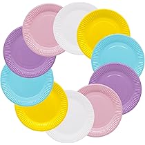 120 Bunte Pappteller 7 Zoll - BUCOMTU Papiergeschirr Für Kindergeburtstage & Feste