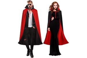 FOMIYES Halloween Vampire Cloak Black Red Halloween Vampire Costume Cape Cloak for Men Women Cosplay Party Stage Performance Decoration