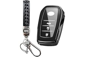 【5 colori】MEDZUK Compatibile con Toyota C-HR GR Sport Hybrid 2024 2025 Cover Chiave auto con Portachiavi Accessori Protezione Custodia (Nero)