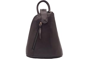 Lloyd Baker London - BHIWANI Genuine Leather Backpack, Daypack Crossbody Shoulder Bag, Small Leather Backpack with Front and Back Zipped Pockets.