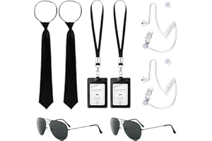 SEFIRST 10 Pcs MIB Agent Costume Accessoires, Men in Black Deguisement, Ensemble de Costumes de Services Secrets Accessoires, Costumes d'espions pour Hommes Femme pour Fête d'Halloween Cosplay