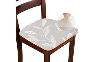 ZHILING Stretch Chair Seat Covers for Dining Room Set of 4, Elastic Dining Chair Seat Protector Cover Removable Washable Chair Slipcovers with Ties