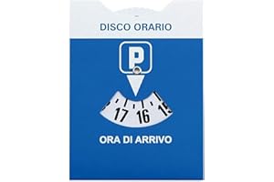PAIF Disco Orario Auto Europeo Unificato - 15x12 CM Parchimetro Disco Orario Italiano x Auto e Moto - Accessori Auto Interno - Disco orario Auto con Busta Protettiva in PVC