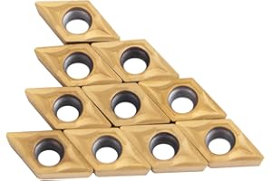 SHANRYA CNC Carbide Tips Inserts Set, 10pcs Pratical Carbide Tips Inserts Cutter Lathe Turning Tool Replacement Accessories with Box for Steel Finishing Rough Machining