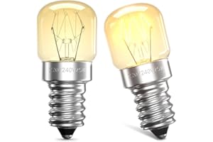 Klarlight 2 Pack Oven Bulb 25W E14 Incandescent Bulbs Dimmable Warm White 2400-2600K 300 Temperature Heat Resistant SES Small Edison Screw 360 Degree for Microwave, Fridge, Oven, Salt Lamp, Freezers