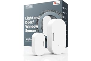 MOES Smart Tür- und Fenstersensor mit Lichtsensor, ZigBee Magnetkontakt Tür-/Fensterkontakt, Erfordert Tuya/MOES Gateway, Drahtloser Sensor für Alarmanlage, Kompatibel mit Smart Life/Tuya APP