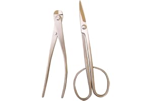 Genki-Bonsai Bonsaiwerkzeugset mit 2 Profi Werkzeugen aus Edelstahl (Schere, lang, fein und Drahtschneider, 180 mm)