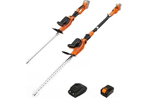 GARCARE 2 in 1 Hedge Trimmer Cordless, Telescopic Pole Trimmer with 20V, 4.0Ah Li-Ion Battery,1 Hour Quick Charger, 510mm Dual-action Blade, 18mm Cutting Capacity