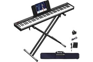 OYAYO 88 Key Digital Piano Full Size Semi-Weighted Keys, Complete Bundle Includes Double X Stand, Travel Bag, Touch Sensitivity Portable Keyboard for Beginners and Musicians on the Road