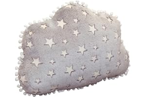 JAWSEU Cuscino a forma di stella/luna, in peluche, Cuscino stella luminosa, cuscino decorativo per cameretta dei bambini, Cuscino giocattolo, morbido, 40cm