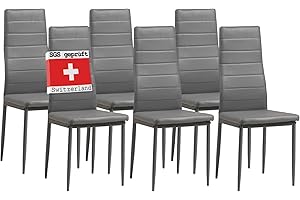 ‎ALBATROS ALBATROS Esszimmerstühle 6er Set Milano, Grau - Edles Italienisches Design, Kunstleder-Bezug, bequemer Polsterstuhl - SGS geprüft - Moderner Küchenstuhl, Stuhl Esszimmer
