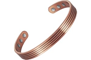 EnerMagiX Bracelets magnétiques en cuivre pour homme et femme, 99,9 % cuivre massif avec aimants puissants