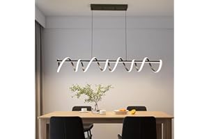 Mikeru Lampada a sospensione a spirale, 120 cm, creativa, a LED, dimmerabile, 10% – 100% luminosità, 3000 k/4500 k/6000 K, altezza 150 cm, regolabile, per isola della cucina, sala da pranzo, soggiorno