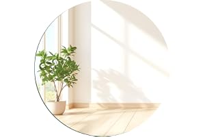 TSKDKIT 25,5 cm väggspegel, rund, självhäftande glasspegel, HD, dekorativ väggspegel, ramlös spegel för gäster, toalett, badr